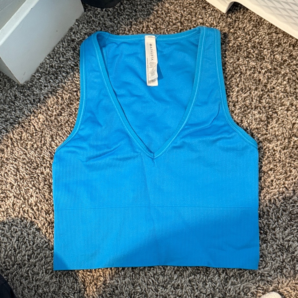 Athleta Vibrant Blue Ribbed Crop Top